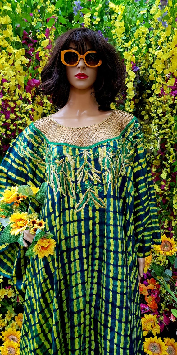 Groovy Vintage 1970s / 1980s Green Yellow and Gol… - image 3