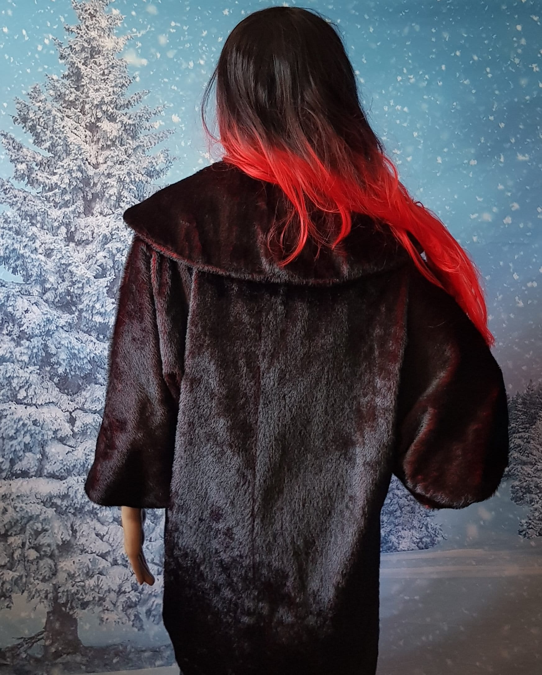 新品　FAUX FUR COAT ブラック Vintage Coat: Fab Vintage 1950s / 1960s Japanese Oriental