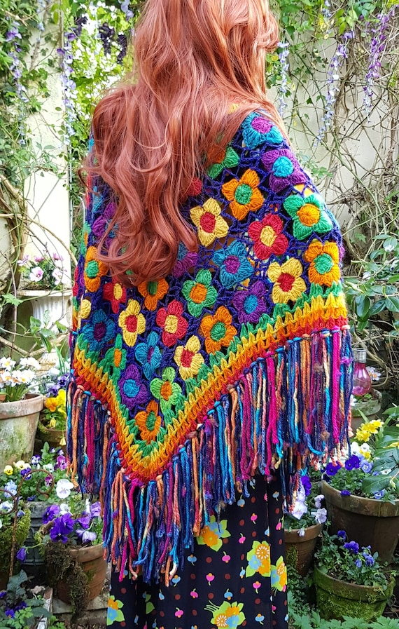 Vintage Poncho: Fabulous Vintage Up-cycled 1970's Fabulous