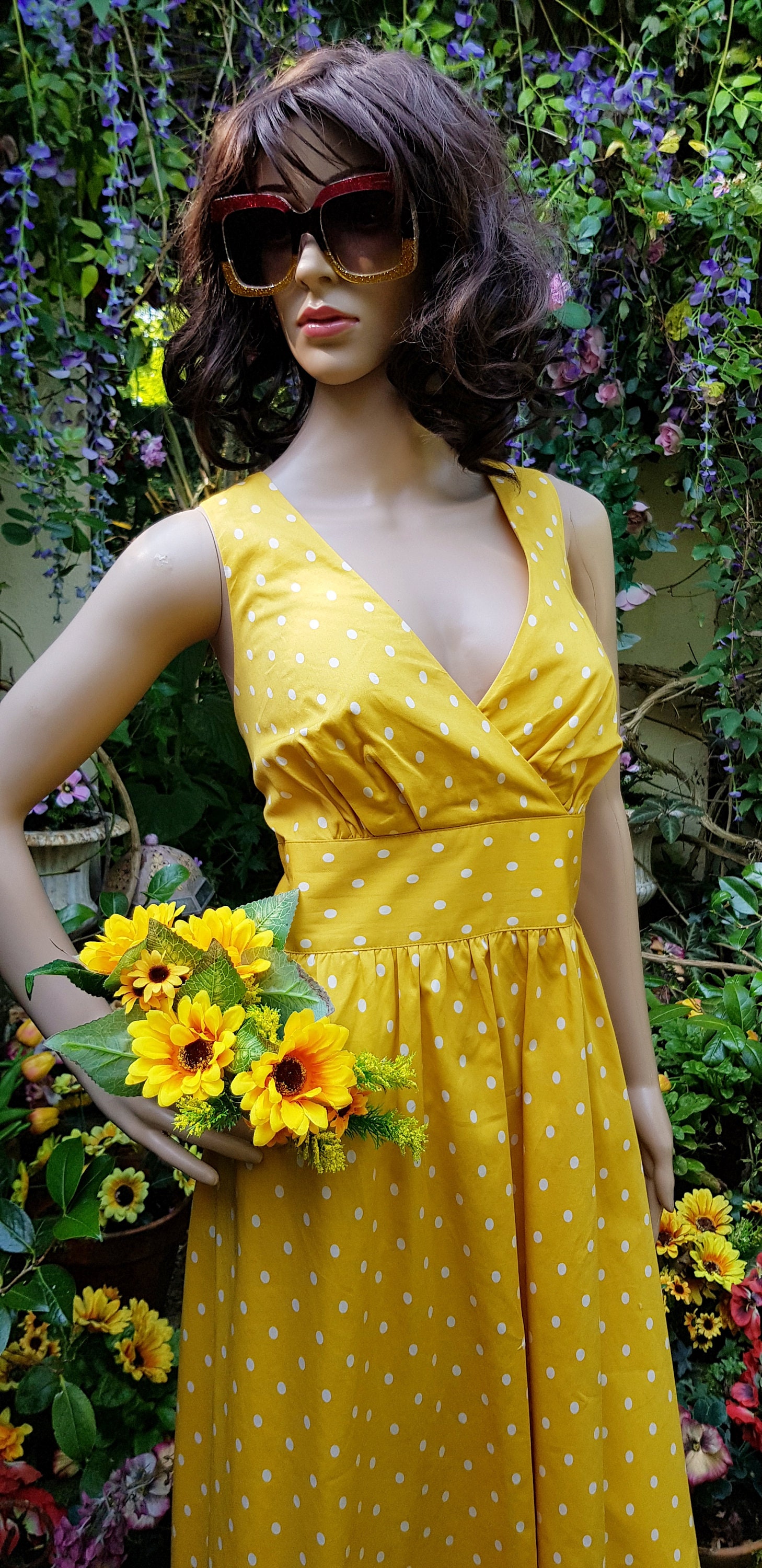 UK 12/14 (US 8/10) Fabulous Vintage 2002 1950s Style Yellow and White Polka  Dot Midi Mini Dress by Joules - Unworn - Etsy