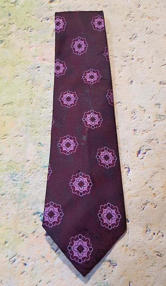Vintage Men's Tie: Lovely Vintage 1970s Burgundy … - image 2