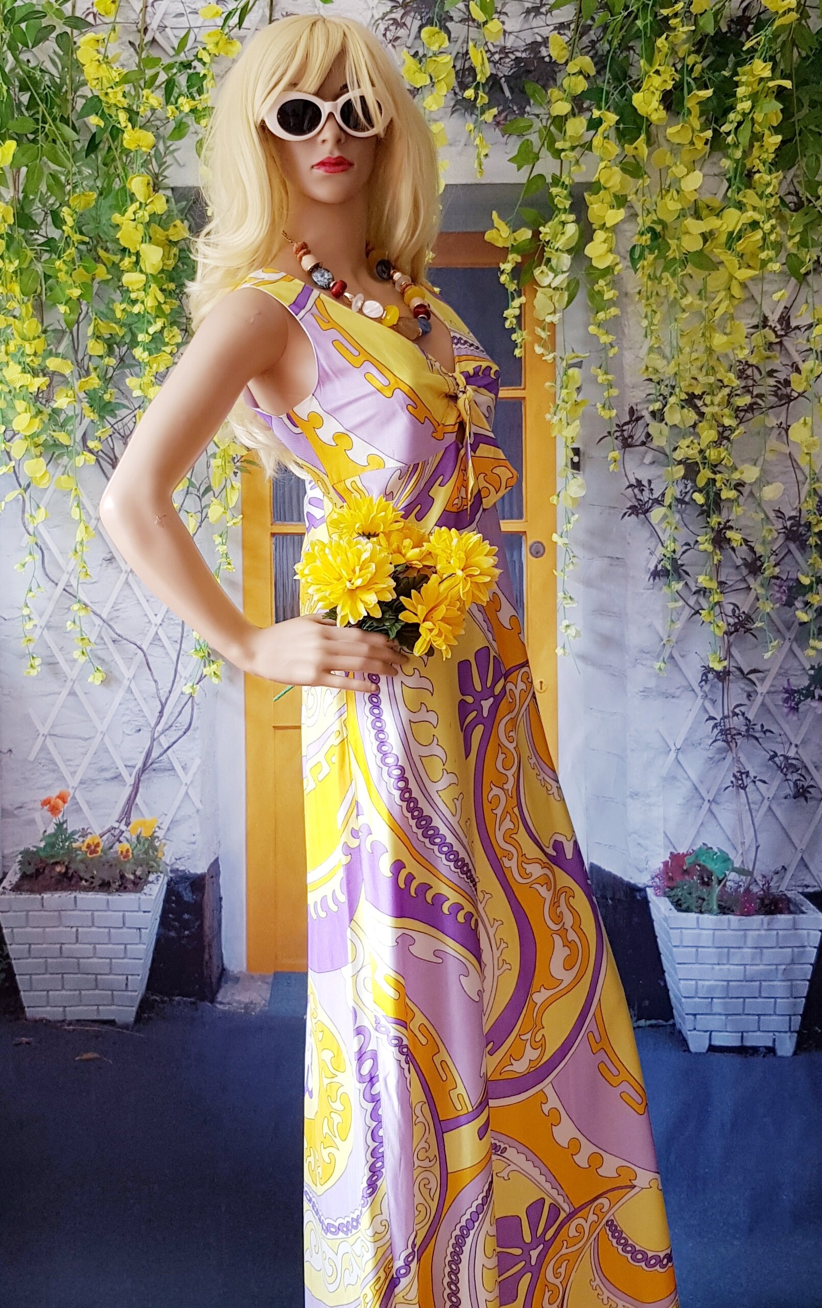 fitted lace wedding dress Orange Purple Print Flare Sleeve Dress  Eleven 26 Boutique