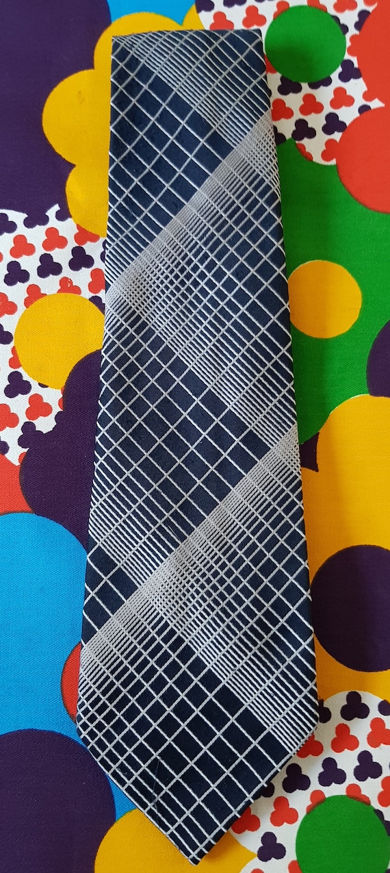 Vintage Men's Tie: Groovy Vintage 1970s Blue and … - image 5
