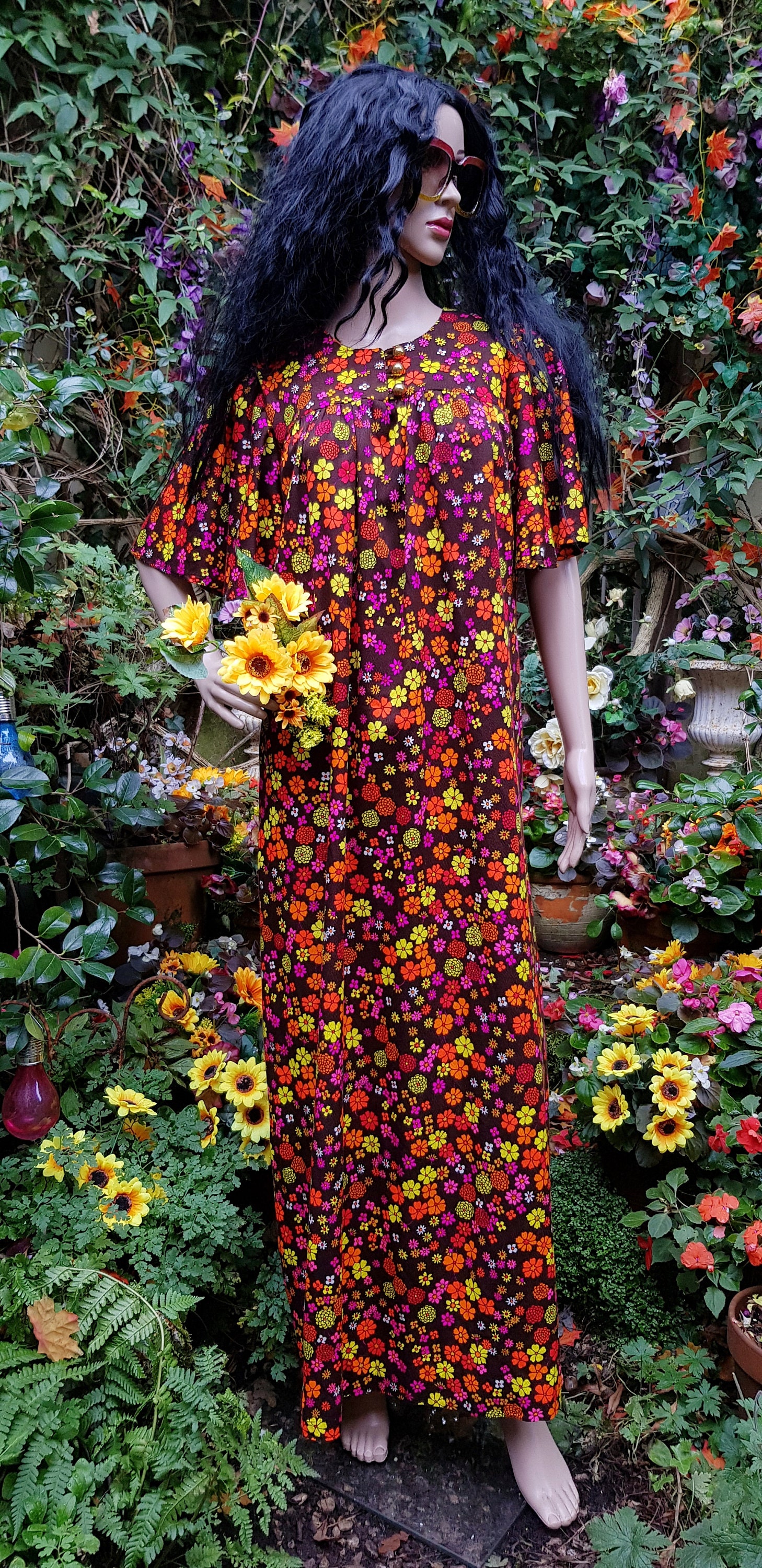 Vintage Kaftan: Crazy Bonkers Vintage 1970s Handmade Orange