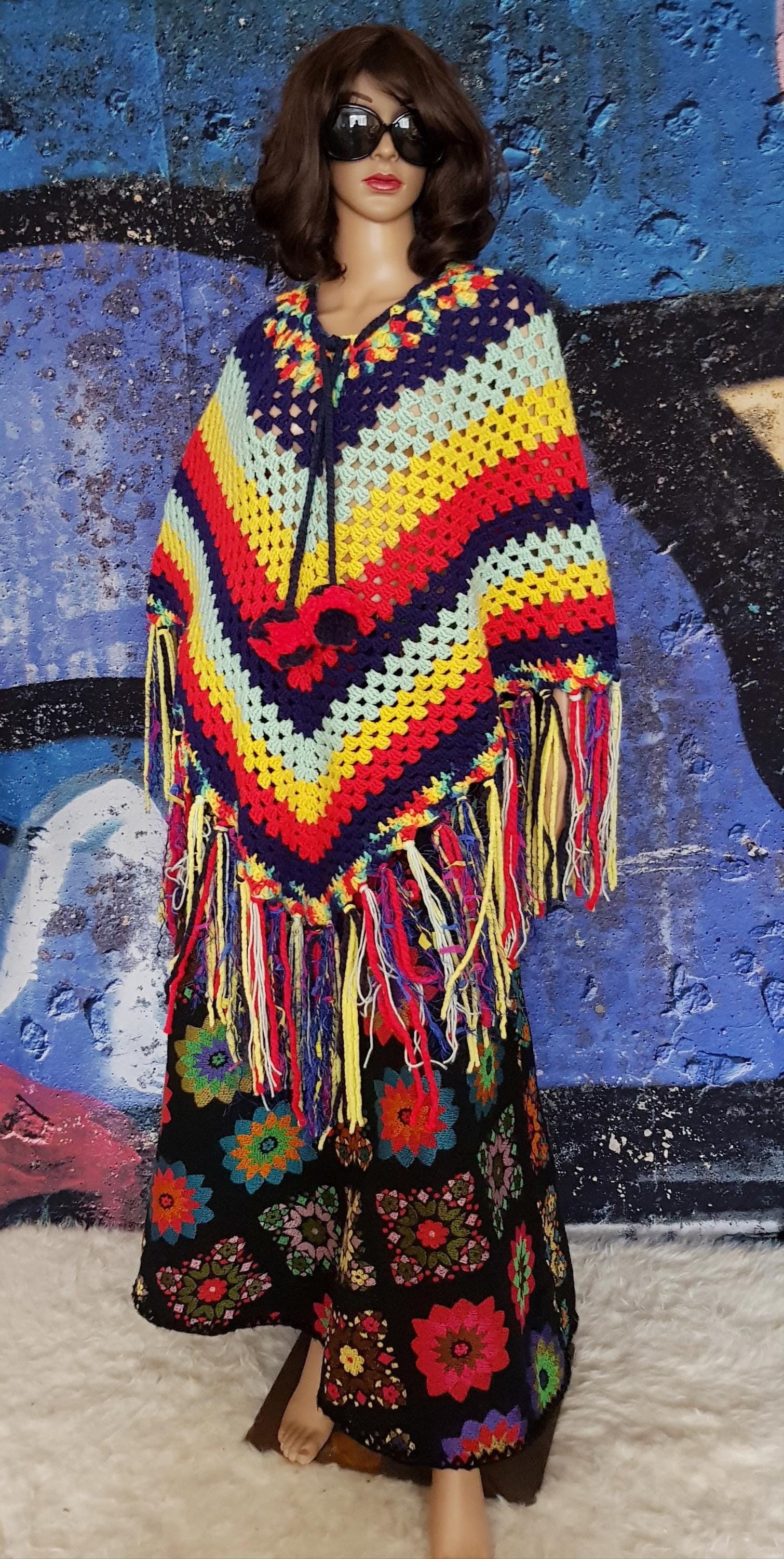 Vintage Poncho: Gorgeous Upcycled Vintage 1970s Striped