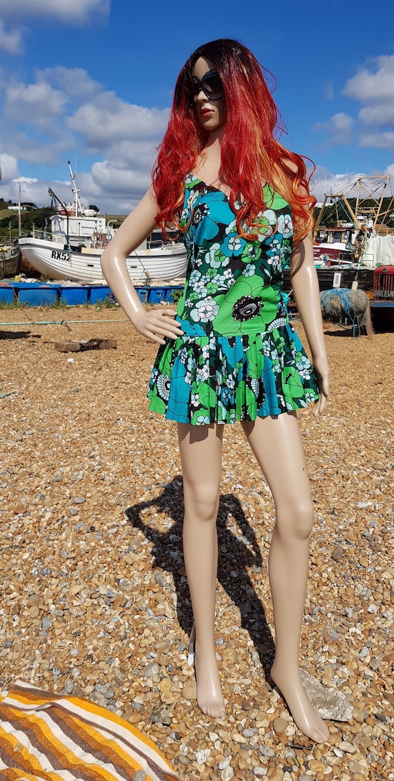 Vintage Swimsuit Stunning Vintage 1960s 1970s Psychedelic Green