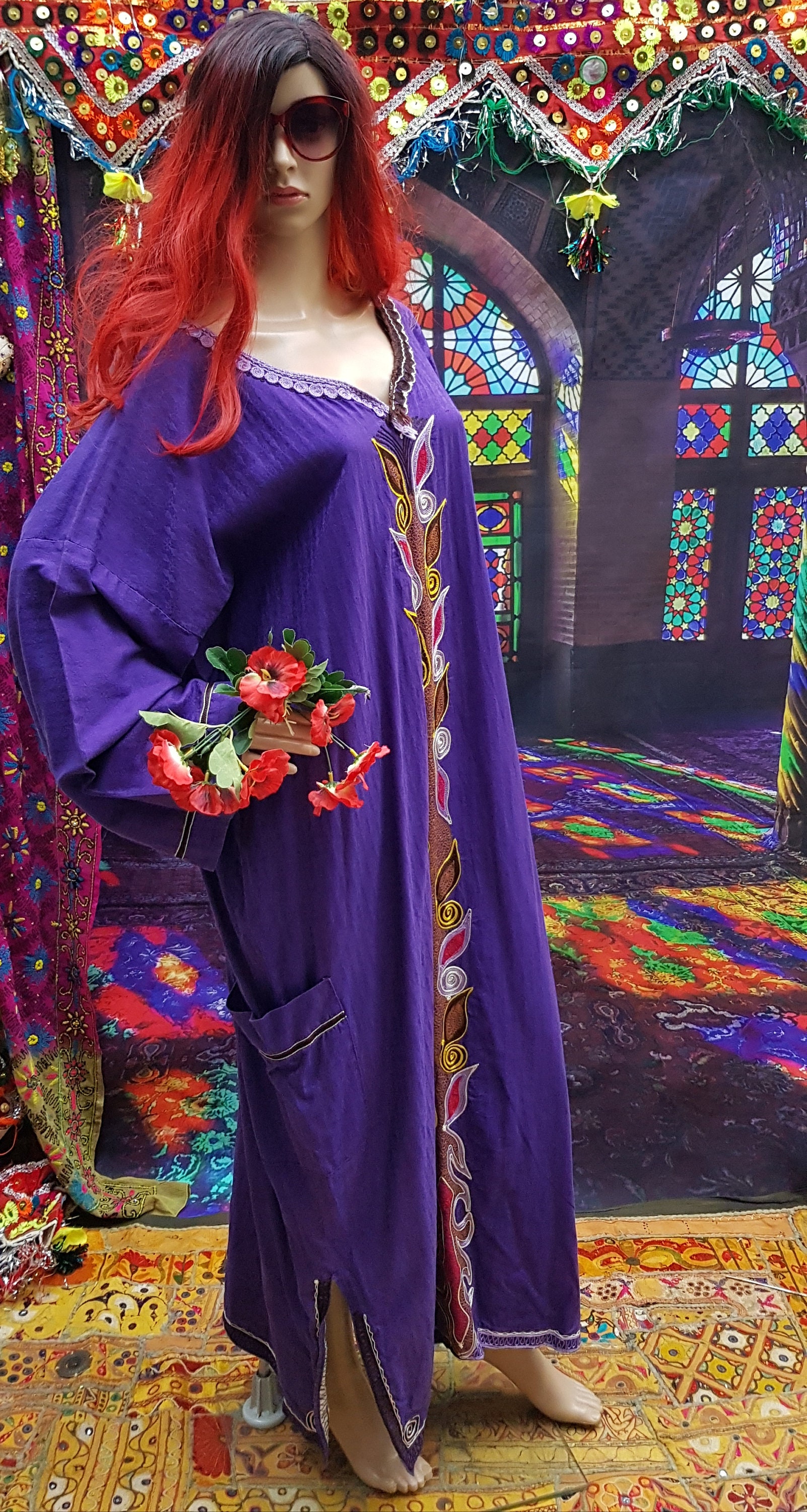 Used 70年代 アイボリー×ブラウン♡ リボンクローズ サロンガウン Caftan 1970s Vintage Dresses for Women for sale - eBay