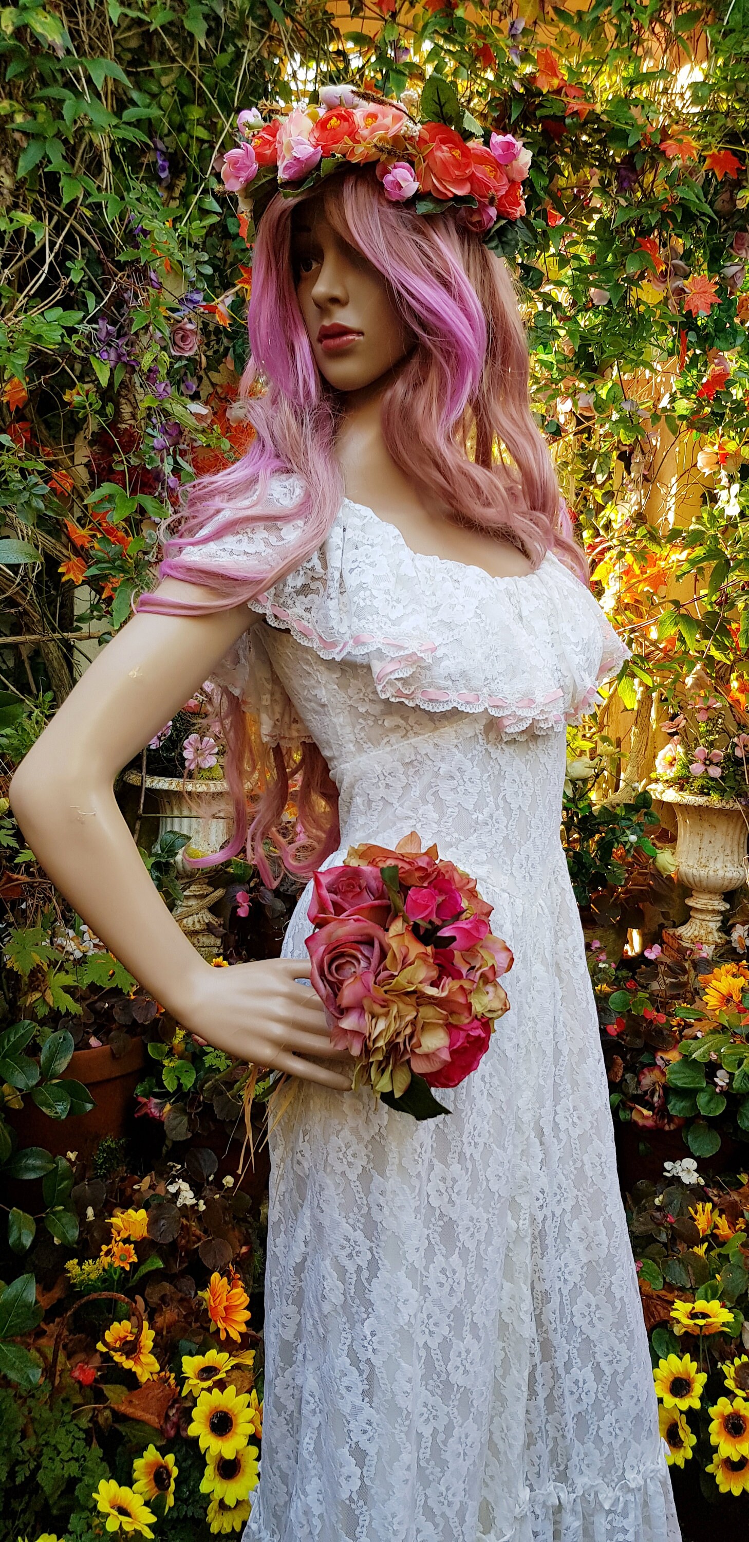 Gorgeous Vintage 1970s Lace off the Shoulder White Maxi Dress - Etsy