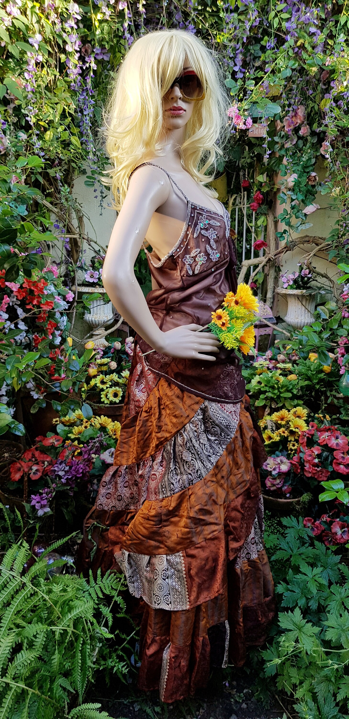 Vintage Skirt: Amazing Vintage Bronze Copper Silver Brown