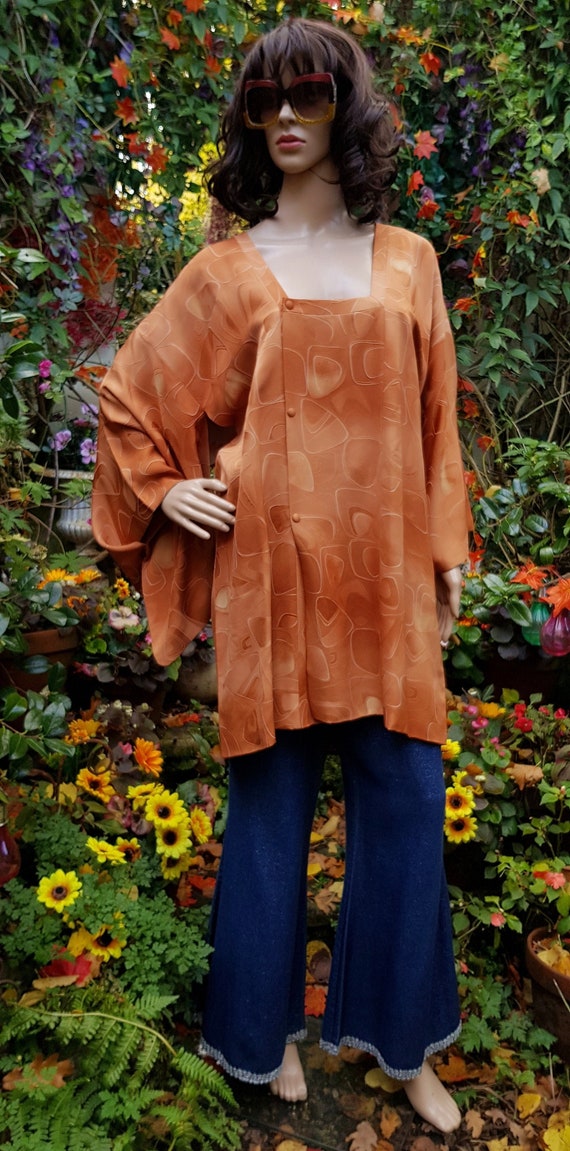 Funky Vintage Russett Orange Japanese Kimono Haori