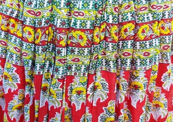 Vintage Skirt: Gorgeous Vintage Indian Cotton Red… - image 5