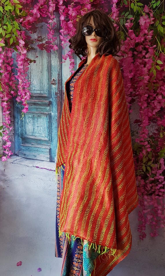 Vintage Shawl: Fab Vintage Indian Multicoloured S… - image 10