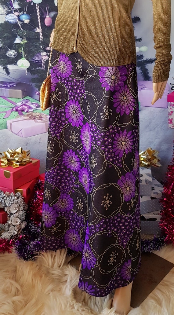 Vintage Skirt: Gorgeous Vintage Purple Black and … - image 9