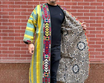 Vintage Coat: Fabulous Vintage Yellow and Multicoloured Striped