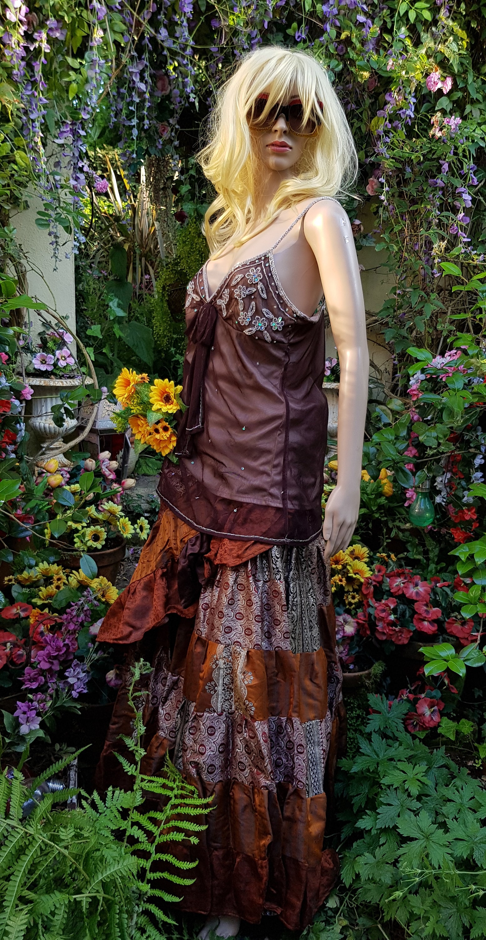 Vintage Skirt: Amazing Vintage Bronze Copper Silver Brown