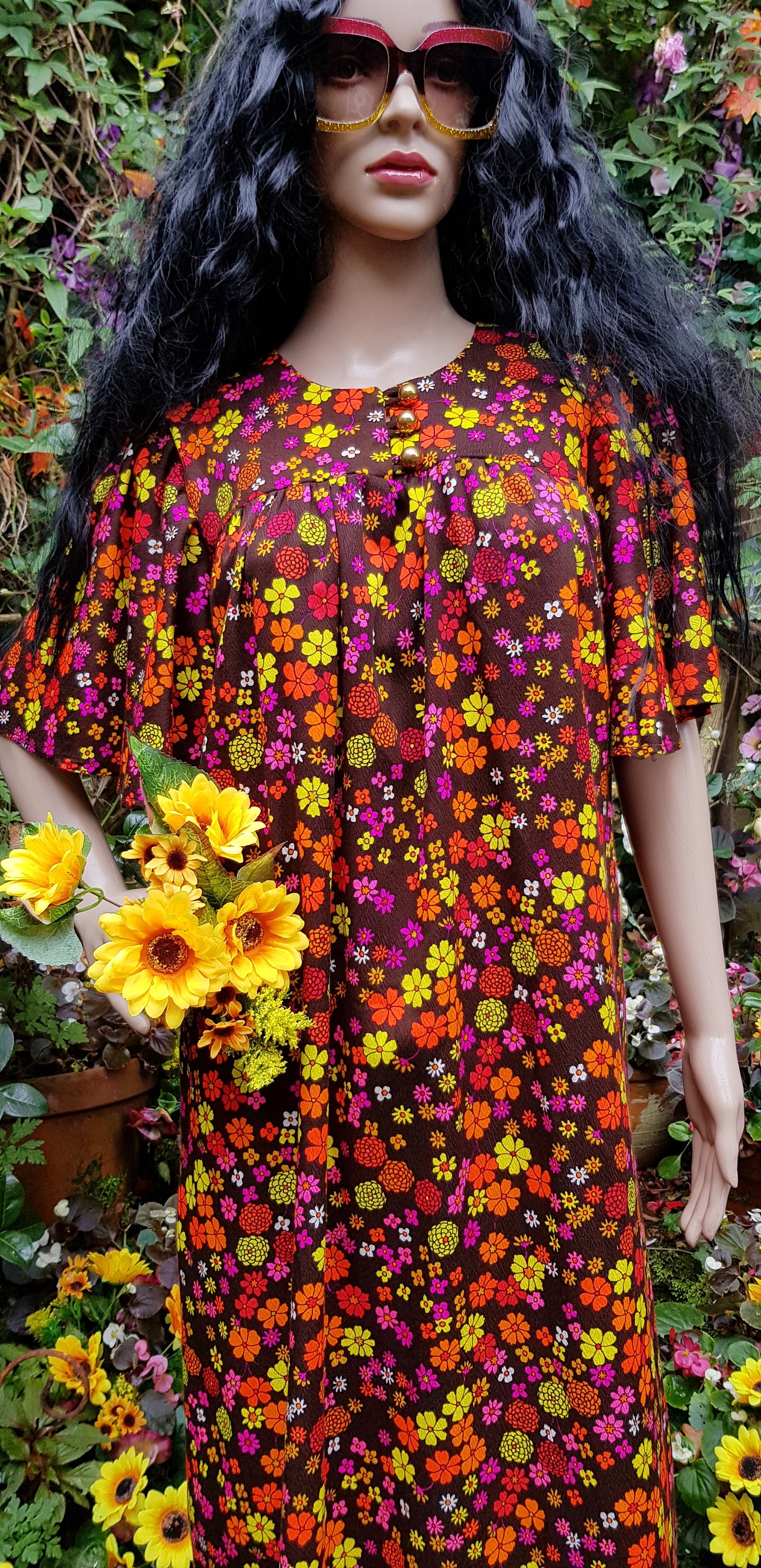 Vintage Kaftan: Crazy Bonkers Vintage 1970s Handmade Orange
