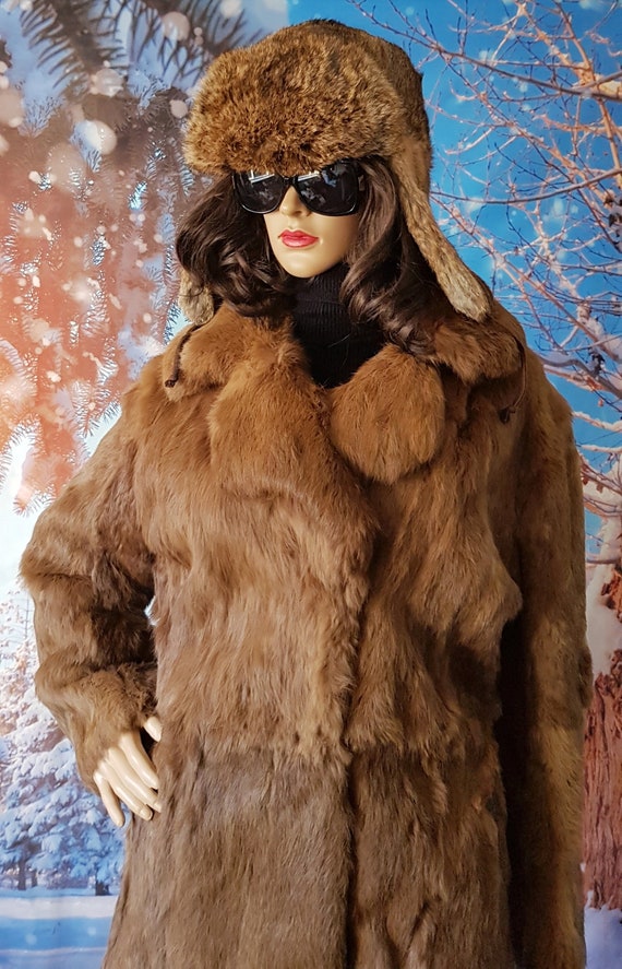 Vintage Revillon boutique, Saks Fifth Avenue,Faux Fur Trapper Hat in Rich Cognac Revillon Fur Coat Saks Fifth Avenue Couture Jacket L/M  main image 2