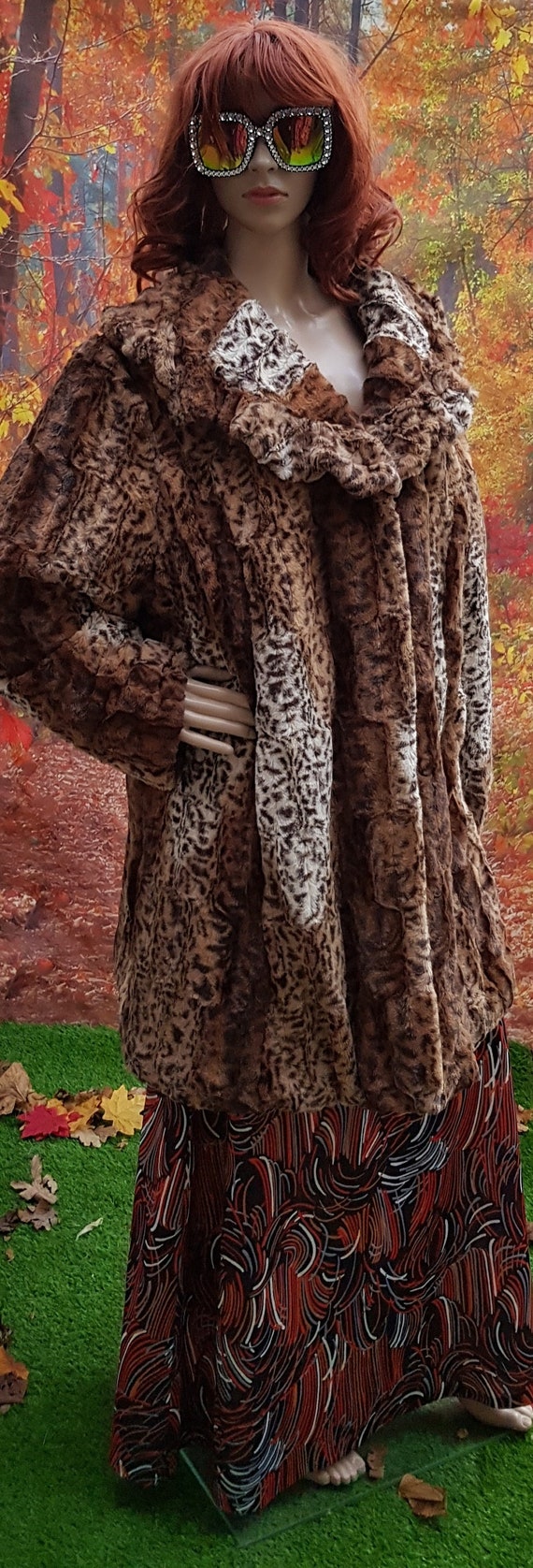 Stunning Vintage Animal / Leopard Print Faux Fur … - image 2