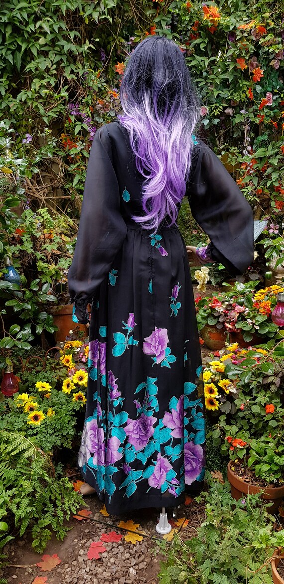 black dress with purple flowers Amethyst Allure