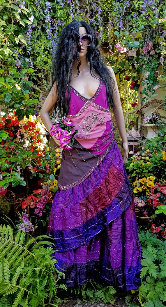 Vintage Skirt: Amazing Vintage Purple Burgundy Si… - image 4