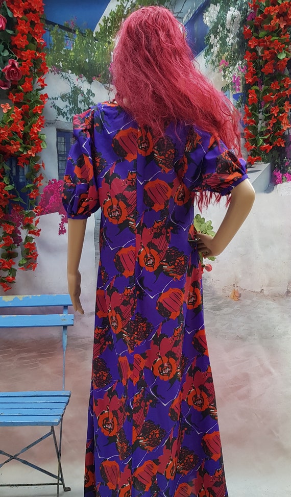 Asymmetric Midi Dress Purple Paisley Maxi Dress With Sleeves