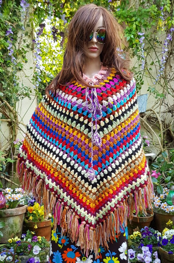 Vintage Poncho: Gorgeous Vintage 1970's Bohemian … - image 5