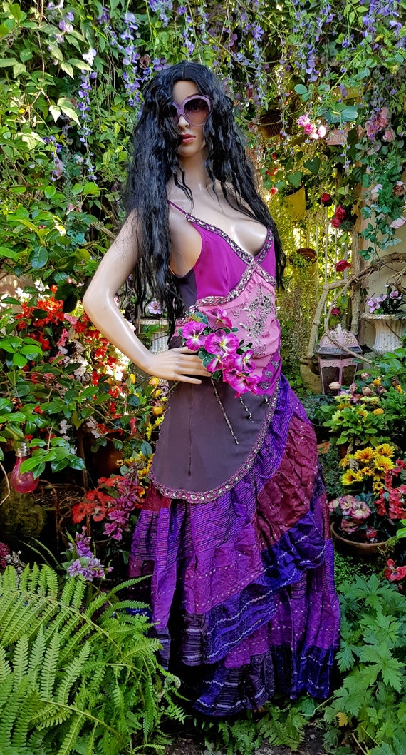 Vintage Skirt: Amazing Vintage Purple Burgundy Si… - image 5