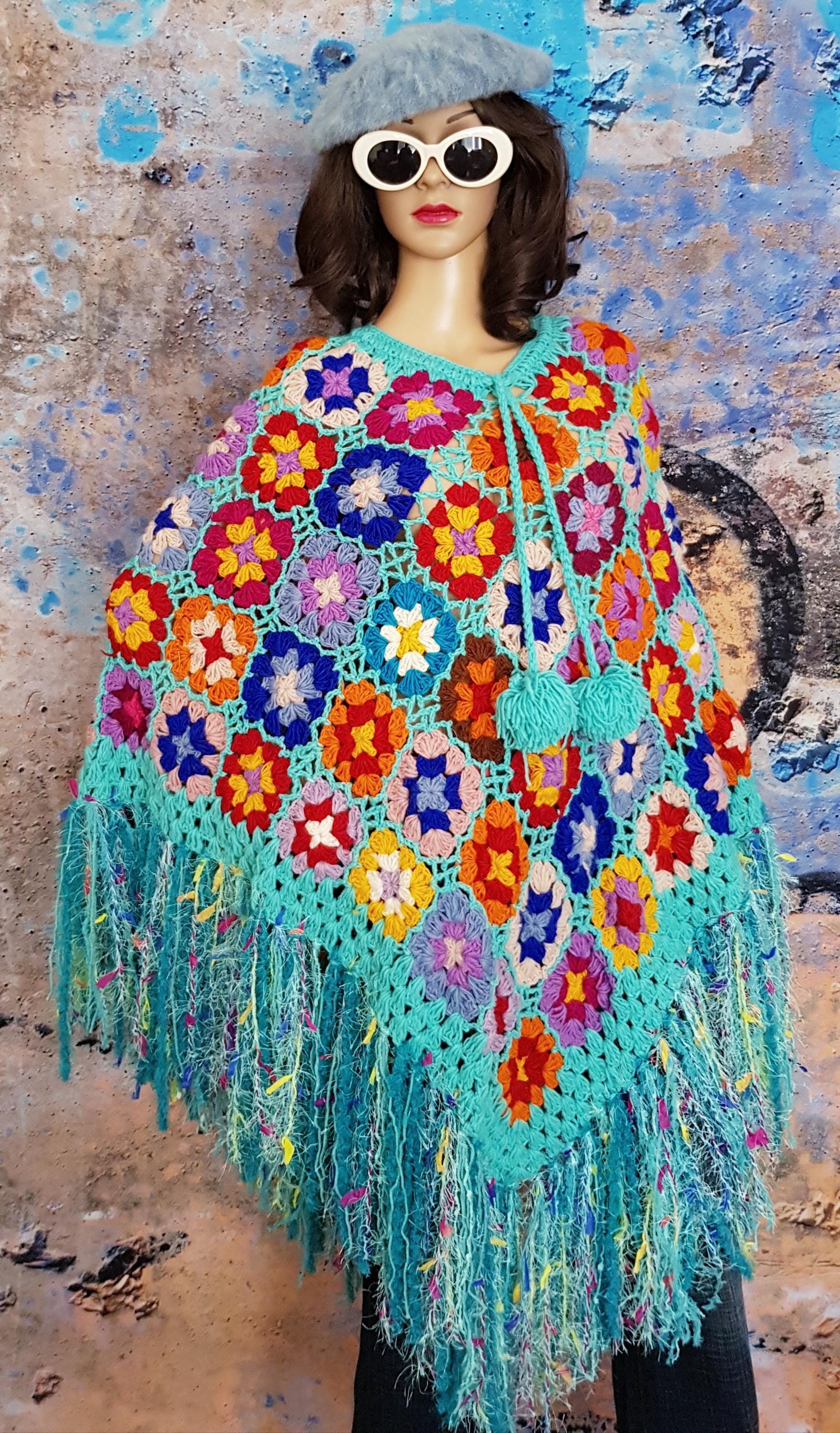 Vintage Poncho: Gorgeous Upcycled Vintage Turquoise Blue