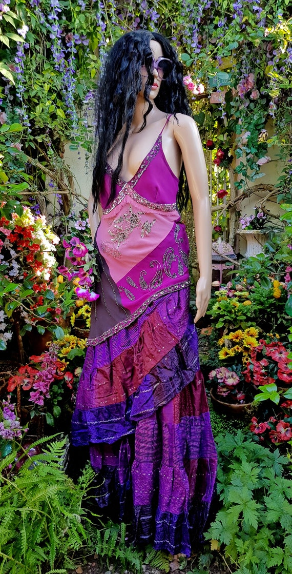 Vintage Skirt: Amazing Vintage Purple Burgundy Si… - image 9