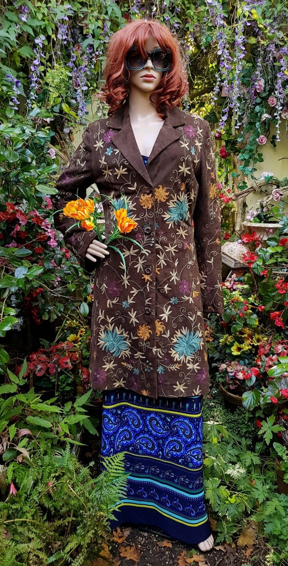 Vintage Coat: Stunning Vintage 1980s Fully Embroidered Suede Coat