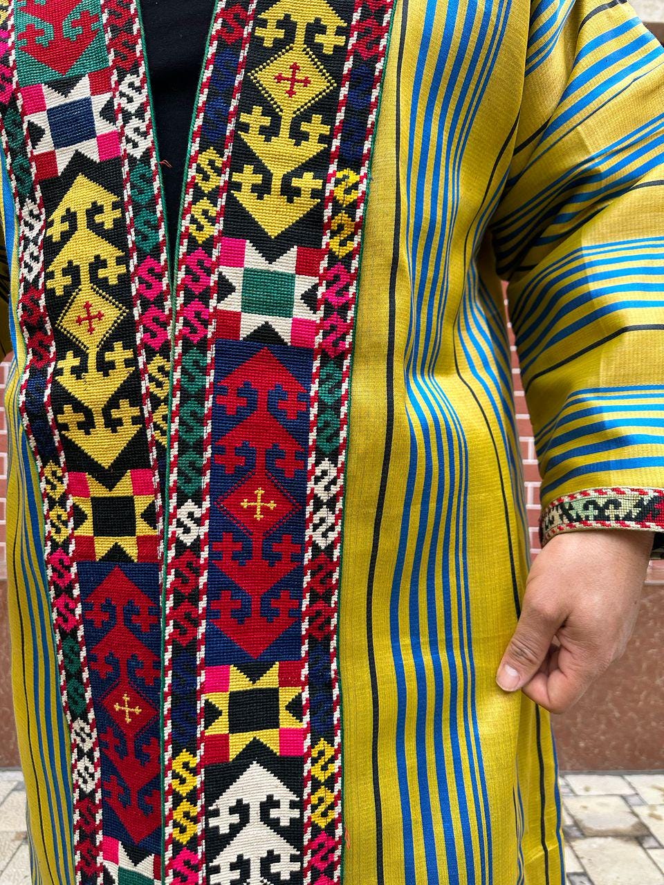 Vintage Coat: Fabulous Vintage Yellow and Multicoloured Striped