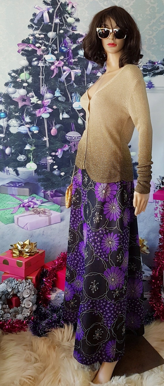 Vintage Skirt: Gorgeous Vintage Purple Black and … - image 1