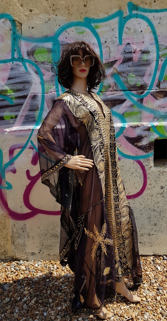 Vintage Mirror Work Kaftan Dress