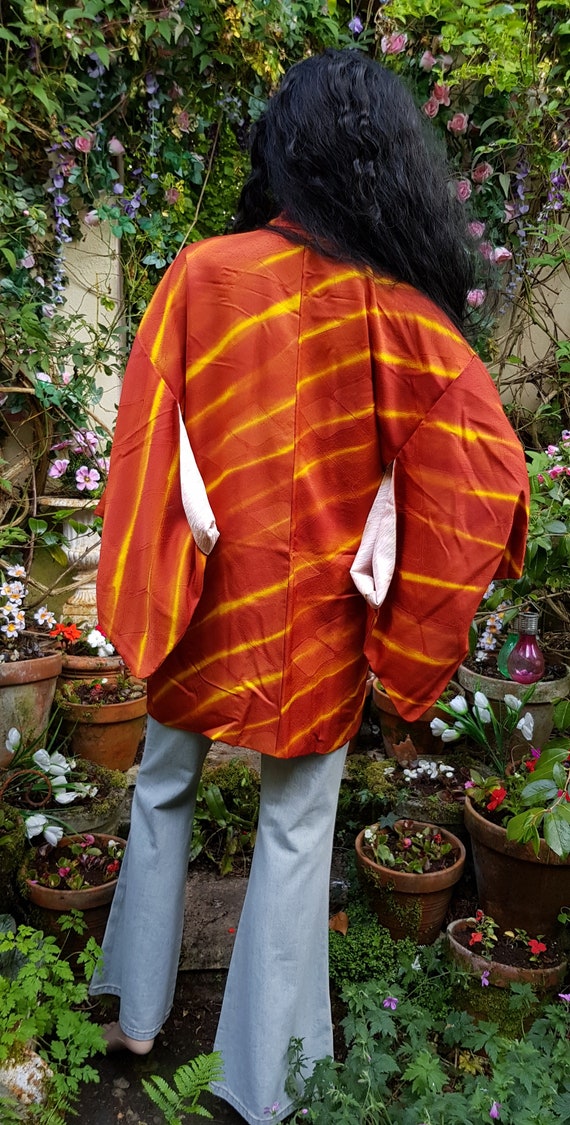 Vintage Kimono: Gorgeous Vintage 1960s Orange and… - image 10