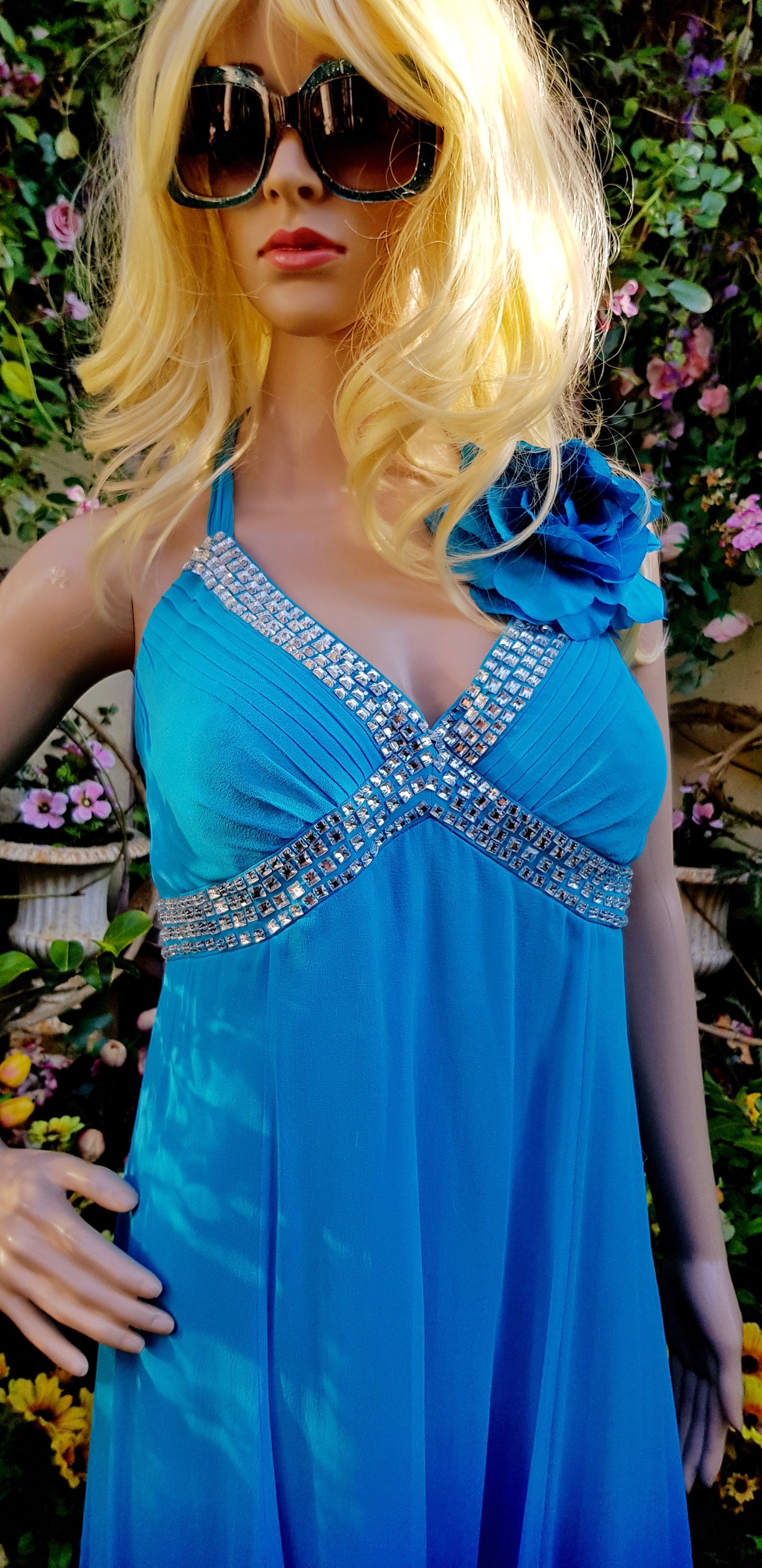 julien macdonald blue dress 2014 Julien Macdonald Runway Blue Sequin Beaded Dress
