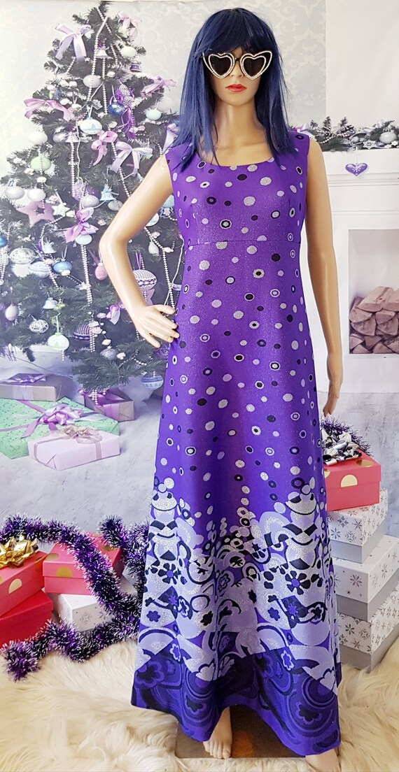 UK 12 (US 8) Stunning Vintage 1960s/1970s Purple … - image 3