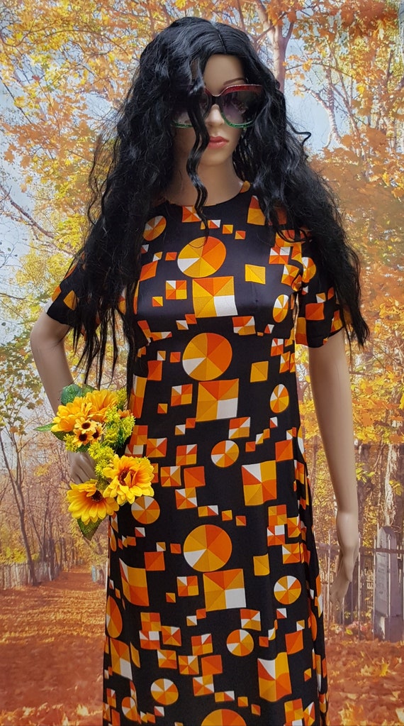 UK 10 (US 6) Funky Vintage 1970s Handmade Orange … - image 1