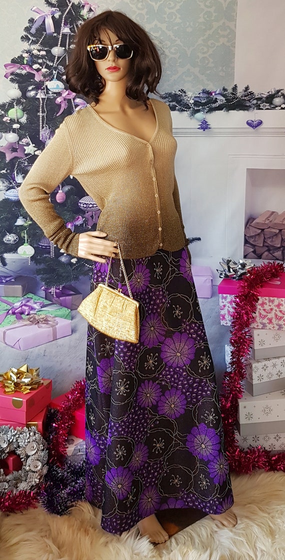 Vintage Skirt: Gorgeous Vintage Purple Black and … - image 6
