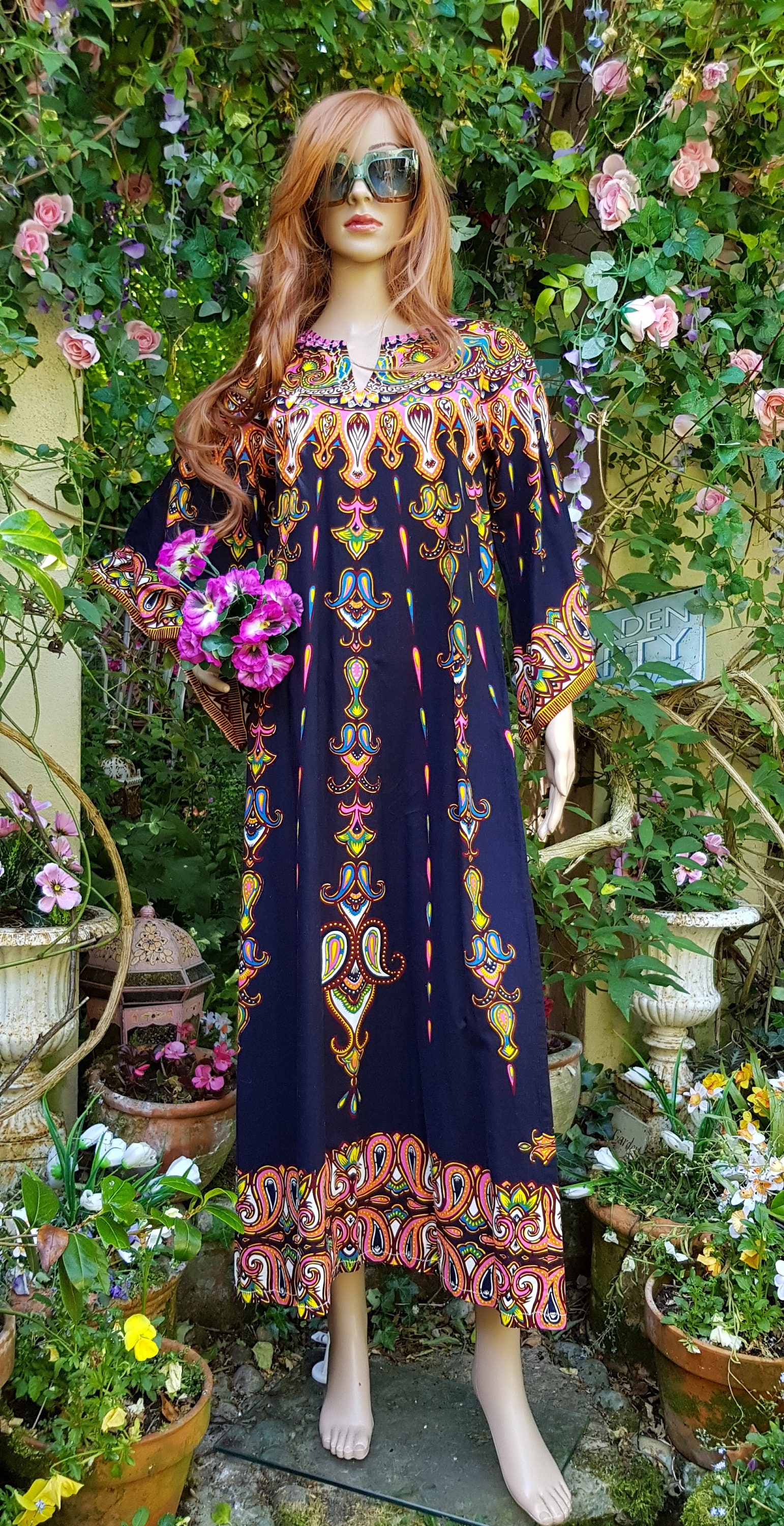 ワンピース vintage african batik dress Vintage Kaftan: Stunning Vintage 70s Senegalese African