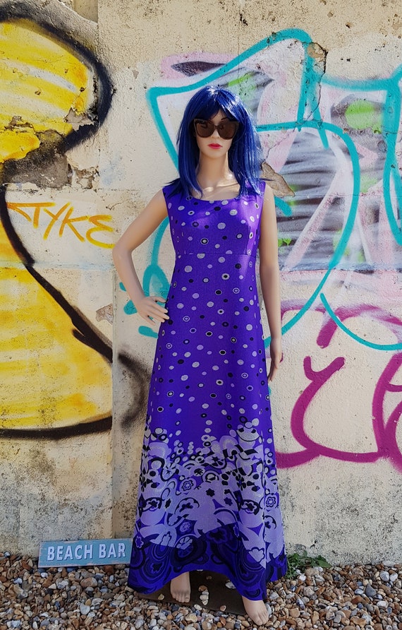 UK 12 (US 8) Stunning Vintage 1960s/1970s Purple … - image 3