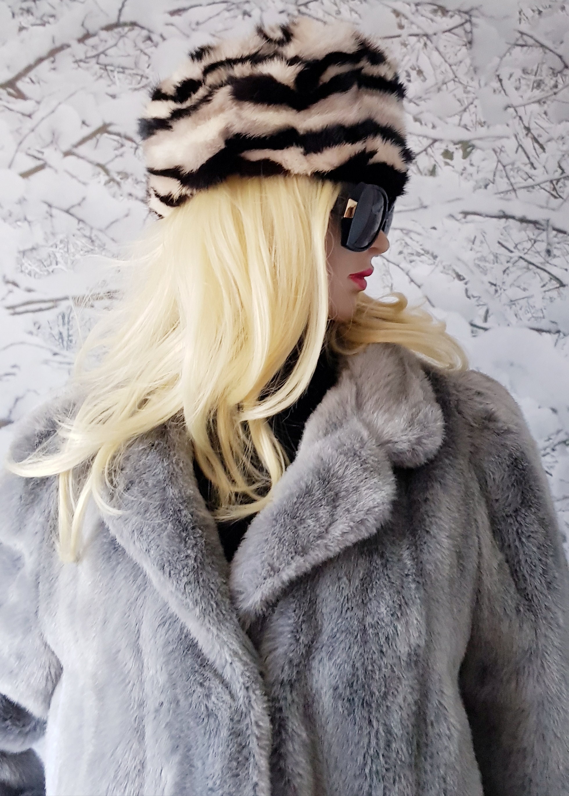 Vintage America Fur Hat in Gray and Cream Fur Gray Vintage Hats for Women for sale | eBay main image 2