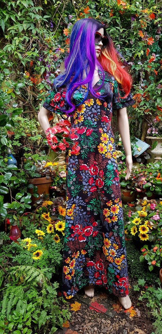 Robe Vintage Femme à Motif Floral - Douce Et Fluide - Taille M 8/10 - Sue Brett