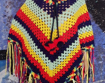 Vintage Poncho: Gorgeous Upcycled Vintage 1970s Striped