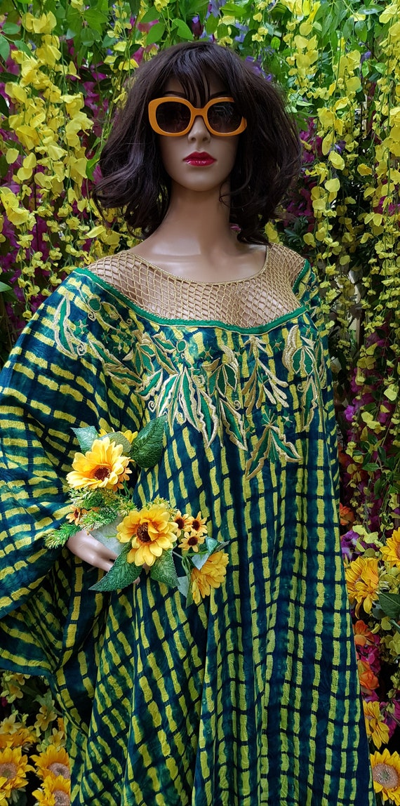 Groovy Vintage 1970s / 1980s Green Yellow and Gol… - image 7