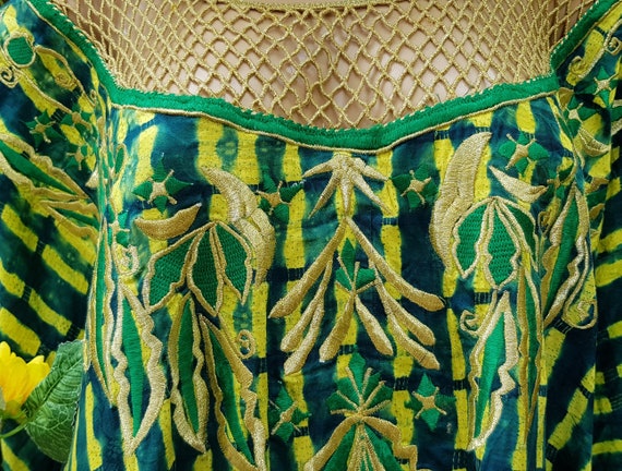 Groovy Vintage 1970s / 1980s Green Yellow and Gol… - image 4