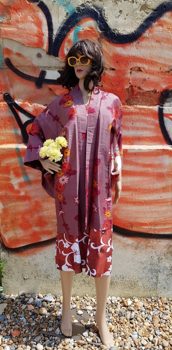 JAPAN すばらし VINTAGE HAORI キモノ ハオリ silk100%