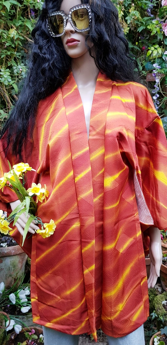 Vintage Kimono: Gorgeous Vintage 1960s Orange and… - image 5