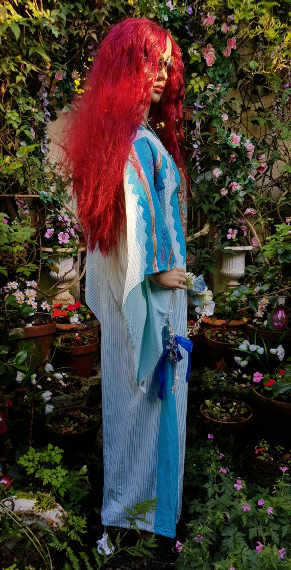 Vintage Kaftan: Epic Vintage 1970s Turqiouse Blue… - image 9