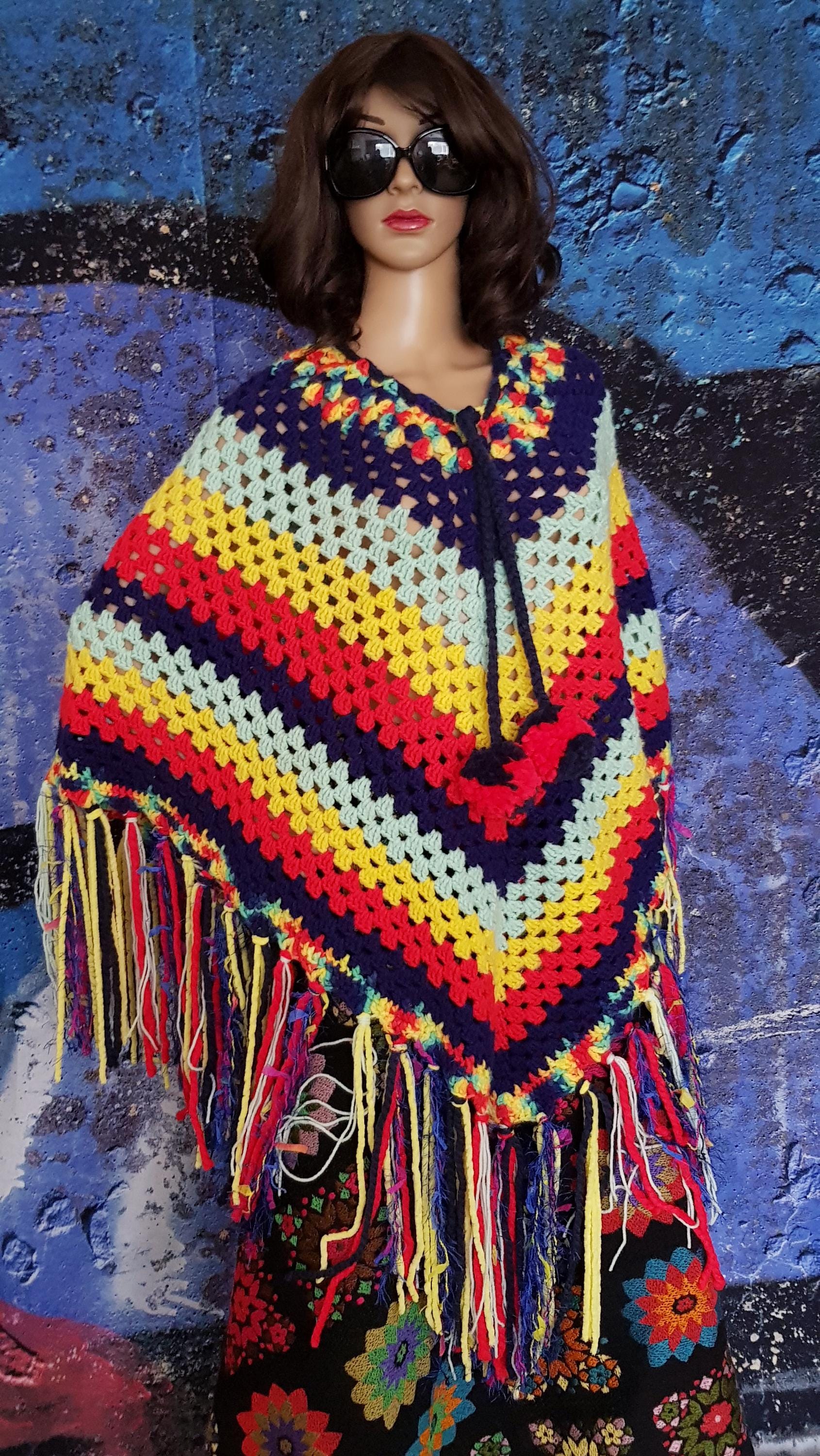 Vintage Poncho: Gorgeous Upcycled Vintage 1970s Striped