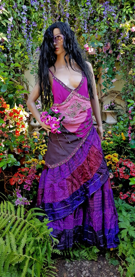 Vintage Skirt: Amazing Vintage Purple Burgundy Si… - image 3